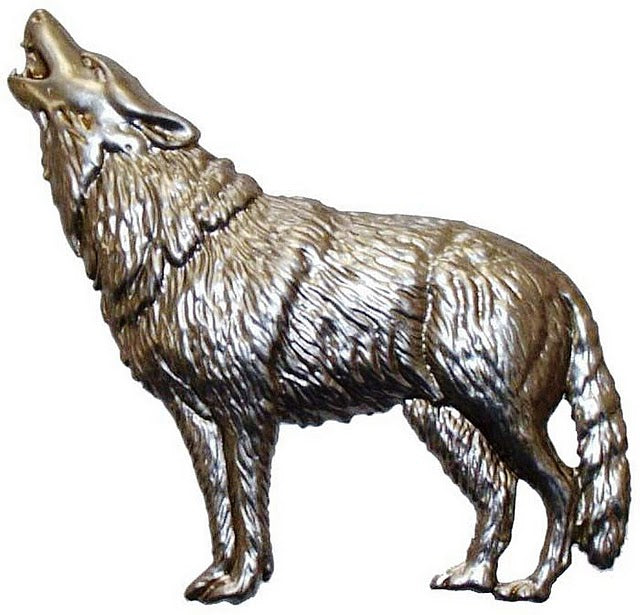 Metal Stamping Pressed Stamped Steel Howling Wolf .020" Thickness A17 approx. size 3 7/8"w x 3 1/2"h.