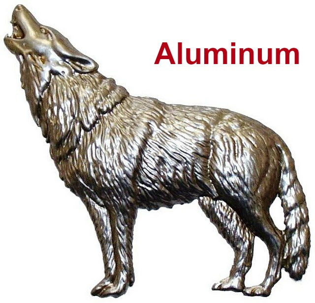 Solid Aluminum Stamping Pressed Stamped Howling Wolf .032" Thickness A17 approx. size 3 7/8"w x 3 1/2"h.