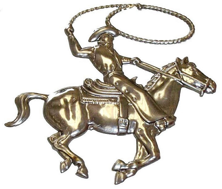 Metal Stamping Pressed Stamped Steel Cowboy on Horse .020" Thickness A24 approx. size 5 1/2"w x 5"h