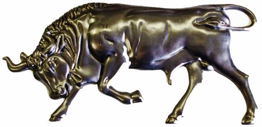Metal Stamping Pressed Stamped Steel Raging Bulls .020" Thickness A38 approx. size 6 1/8"w x 3"h
