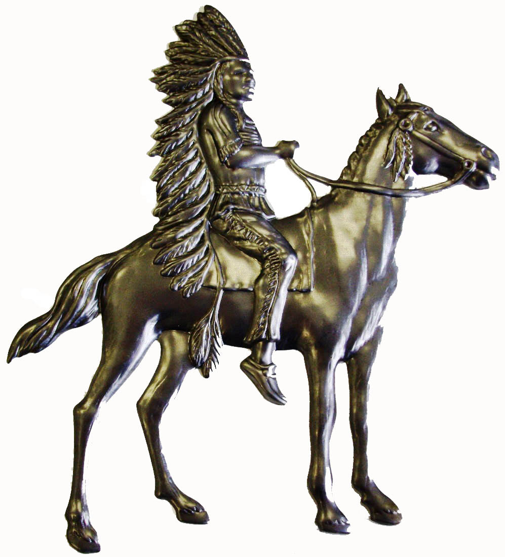 Metal Stamping Pressed Stamped Steel Native American on Horse .020" Thickness A39 approx. size 5 9/16"w x 6 1/4"h