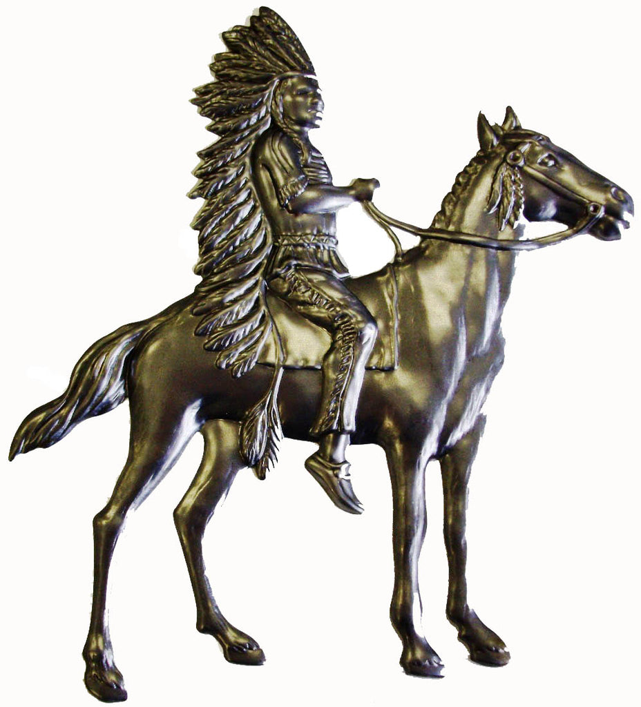 Metal Stamping Pressed Stamped Steel Native American on Horse .020" Thickness A39 approx. size 5 9/16"w x 6 1/4"h 