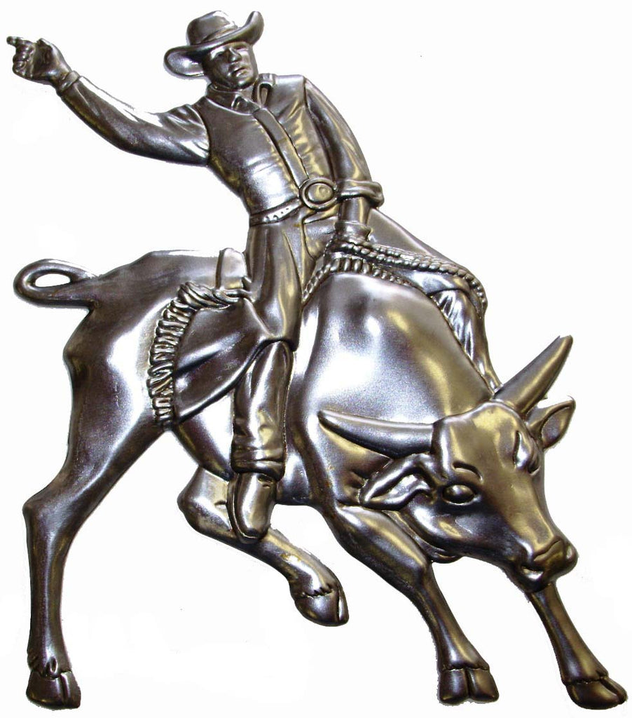 Metal Stamping Pressed Stamped Steel Cowboy Bull Rider .020" Thickness A45 approx. size 4 3/4"w x 4 7/8"h