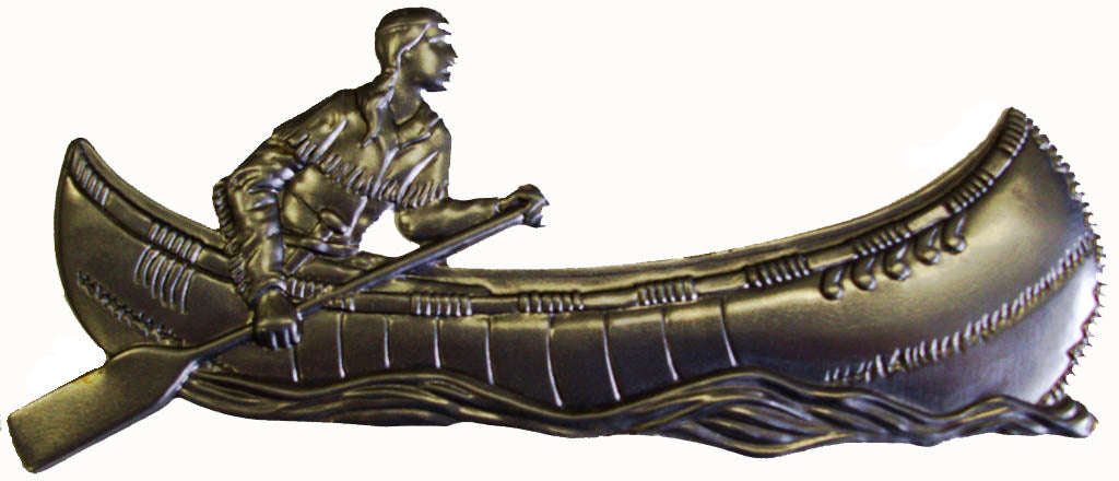 Metal Stamping Pressed Stamped Steel Native American in Canoe .020" Thickness A46 approx. size 6 1/2"w x 3"h