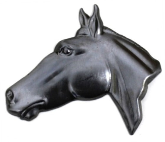 Metal Stamping Pressed Stamped Steel Horse Head Facing Left .020" Thickness A52 approx. size 2 1/4"w x 1 15/16"h.     (ideal size for scrapbooking)