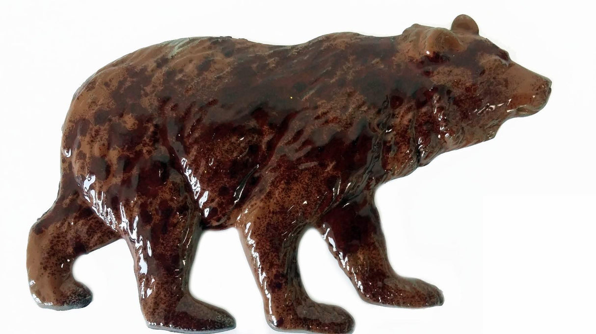 (A6 Bear painted with powdered paint that's baked onto the stamping. Easy, Fun, and Simple for everyone, including non-artists, to do.