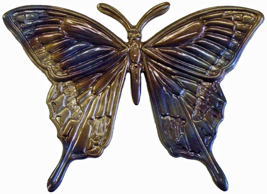 Torched Colored Metal Stamping Pressed Stamped Steel Large Butterfly Insect .020" Thickness B11  approx. size 5 1/2"w x 4"h.