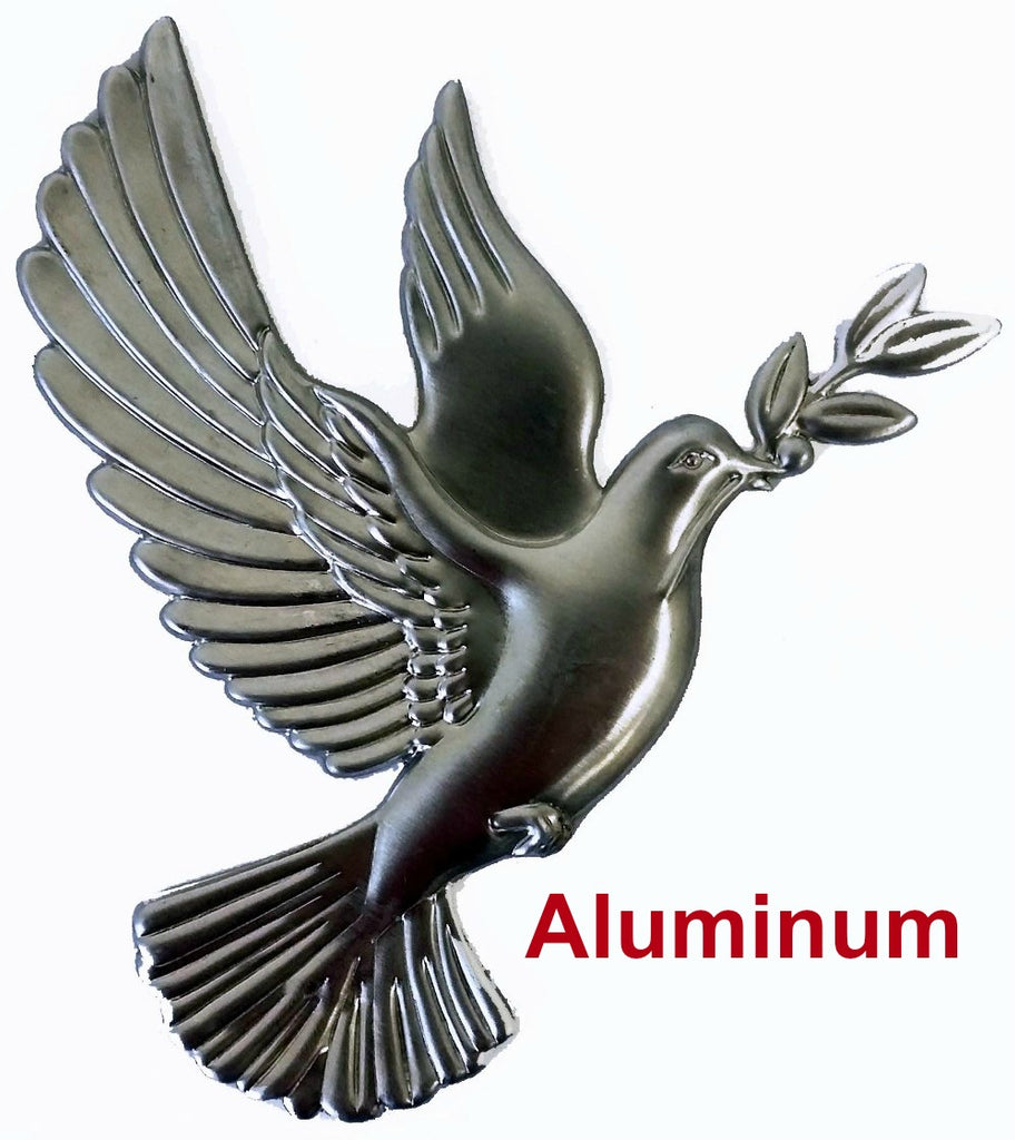 Solid Aluminum Stamping Pressed Stamped Peace Dove Bird .020" Thickness B18  approx. size 3"w x 4 3/4"h.