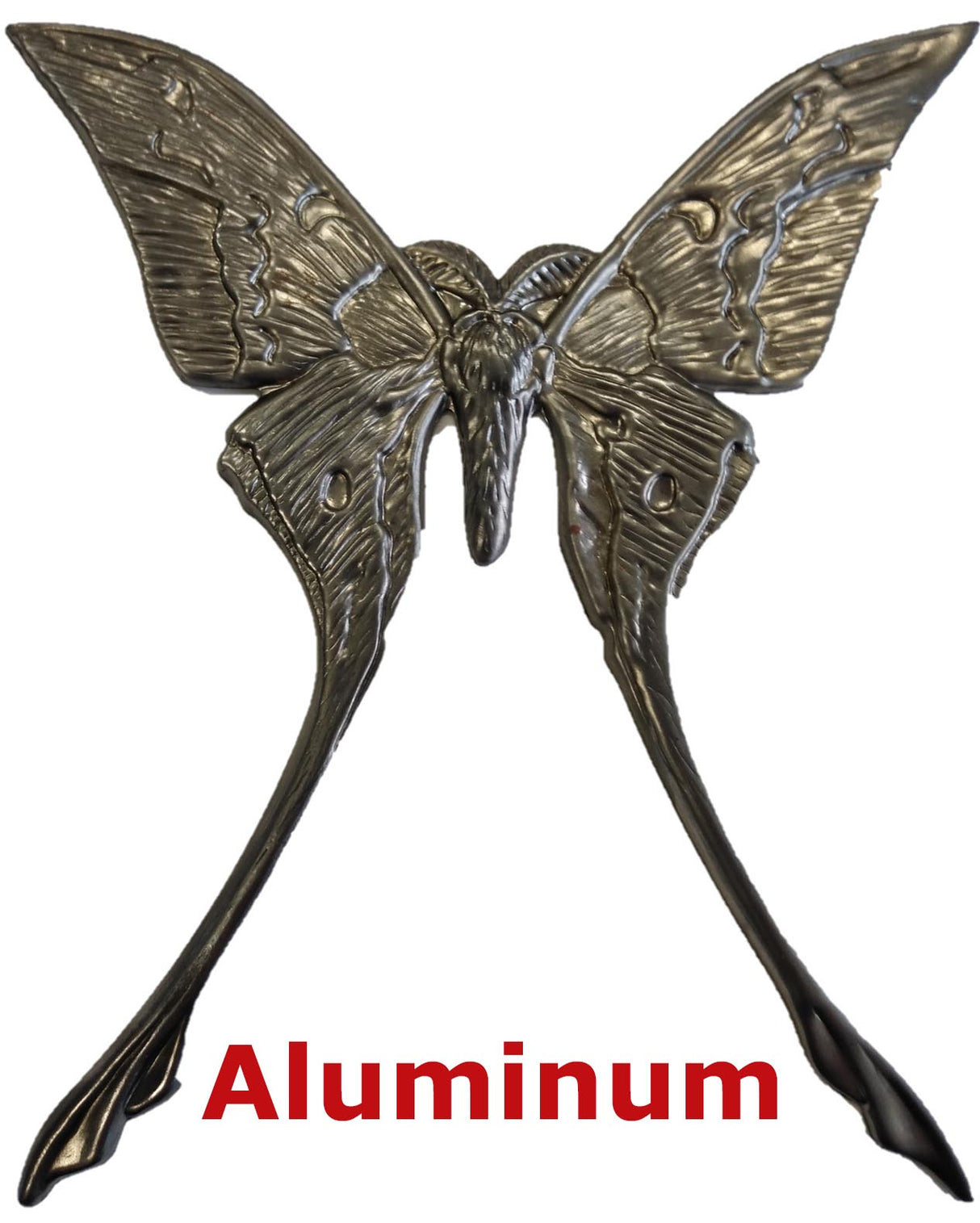 Solid Aluminum Stamping Pressed Stamped Large Moth Insect .020" Thickness B31 approx. size 4 1/2"w x 5 9/16"h.