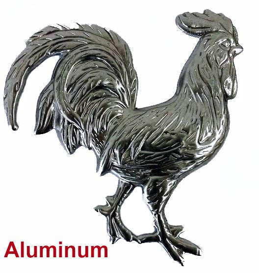 Solid Aluminum Stamping Pressed Stamped Rooster Fowl .020" Thickness B4 approx. size 4 1/2"w x 5"h.