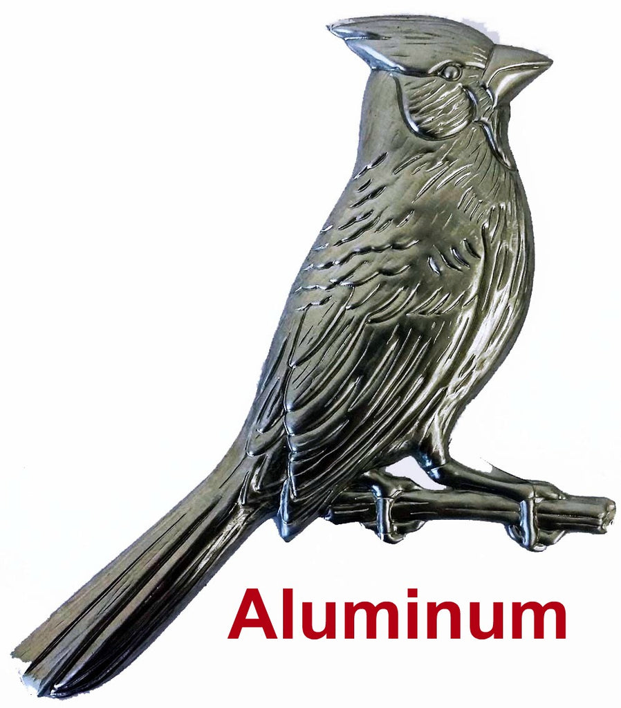Solid Aluminum Stamping Pressed Stamped Cardinal Bird .020" Thickness B5  approx. size 4 1/4"w x 4 1/2"h.