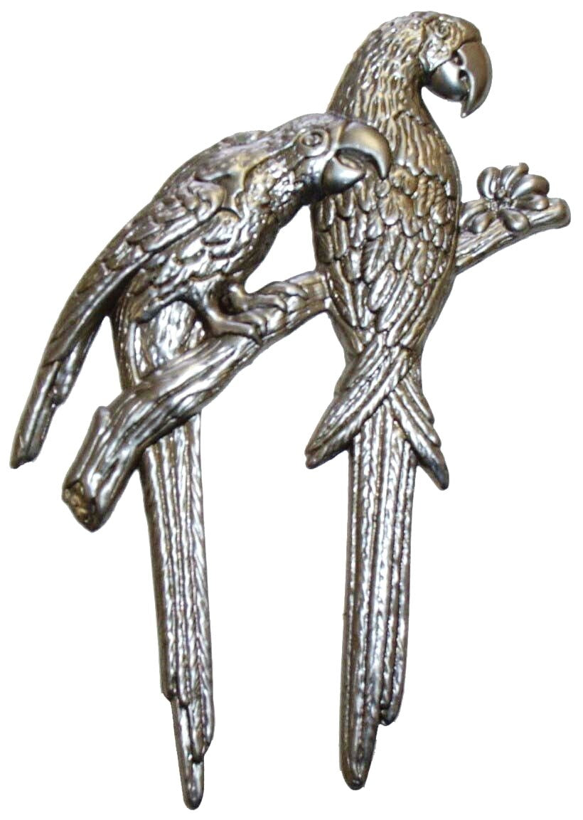 Metal Stamping Pressed Stamped Steel Parrots Birds .020" Thickness B6 approx. size 3 7/8"w x 5 1/2"h.