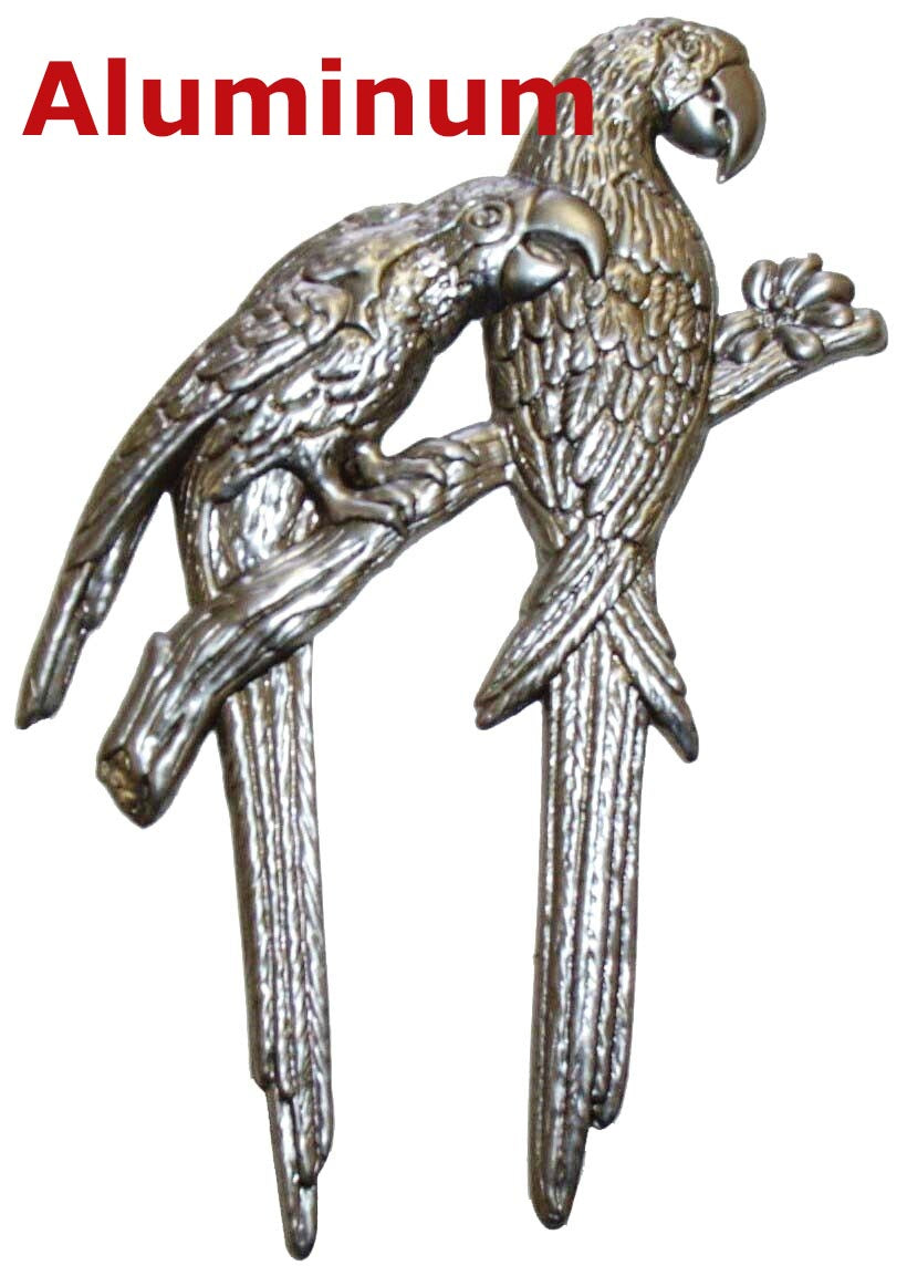 Solid Aluminum Stamping Pressed Stamped Parrots Bird .020" Thickness B6 approx. size 3 7/8"w x 5 1/2"h.