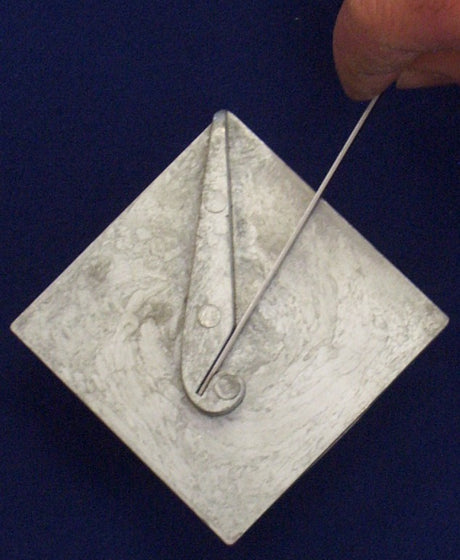 Kosy Creations BJ3 scroll bender former insert metal steel with edge of metal laying on base top