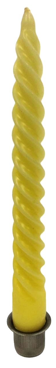 C27 metal steel taper candle holder showing full candle inside candle cup.