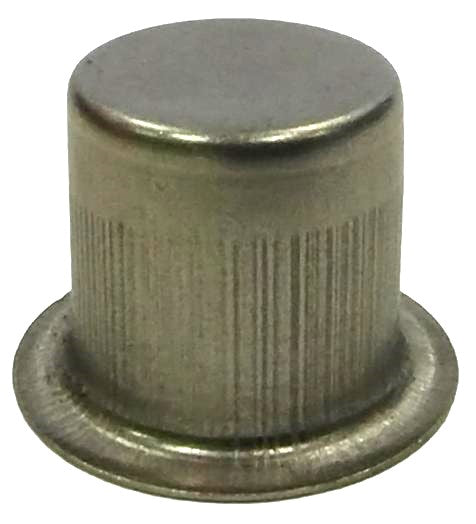 C27 metal steel taper candle holder upside down view. Shown with No Hole punched in bottom.