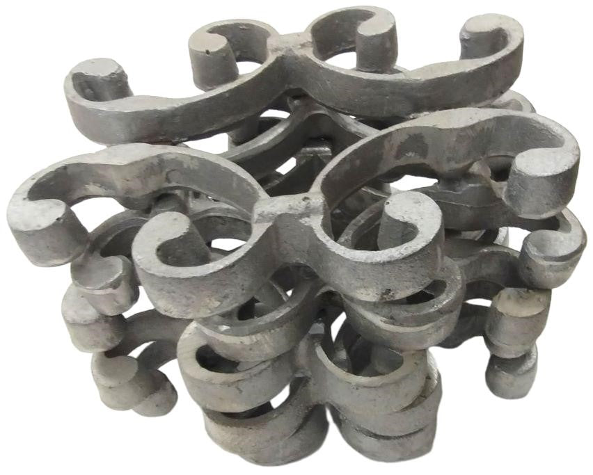 Stack of 5 Aluminum Decorative Castings with Steel Tabs (pack of 5). Add decor to your fences, gates, stairwells, window and security grills, plus many more applications. Approx. size 5"w x 7 1/4"h x 3/4" deep.