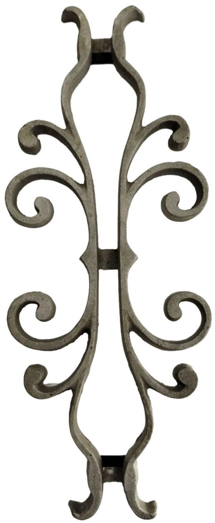 Front Side of Aluminum Decorative Castings with Steel Tabs (pack of 5).  Add decor to your fences, gates, stairwells, window and security grills, plus many more applications. Approx. size 7"w x 17 1/2"h x 3/4" deep. Pic1