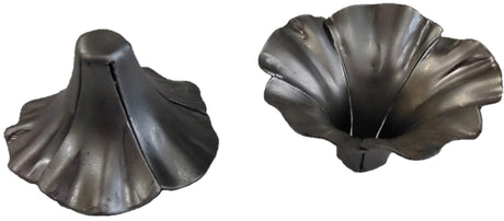 Metal Stamping Pressed Stamped Steel Flower .020" Thickness F130  approx. size 5/16" inside bottom. Sides go up approx. 1/2" and then flare out approximately 1/2". Across top is 1 3/4". Total height 1"