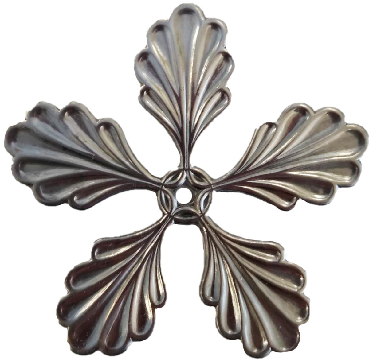 Metal Stamping Pressed Stamped Steel Flower Ribbed 5 Petals .020" Thickness F66 approx. size 2 1/4" diameter