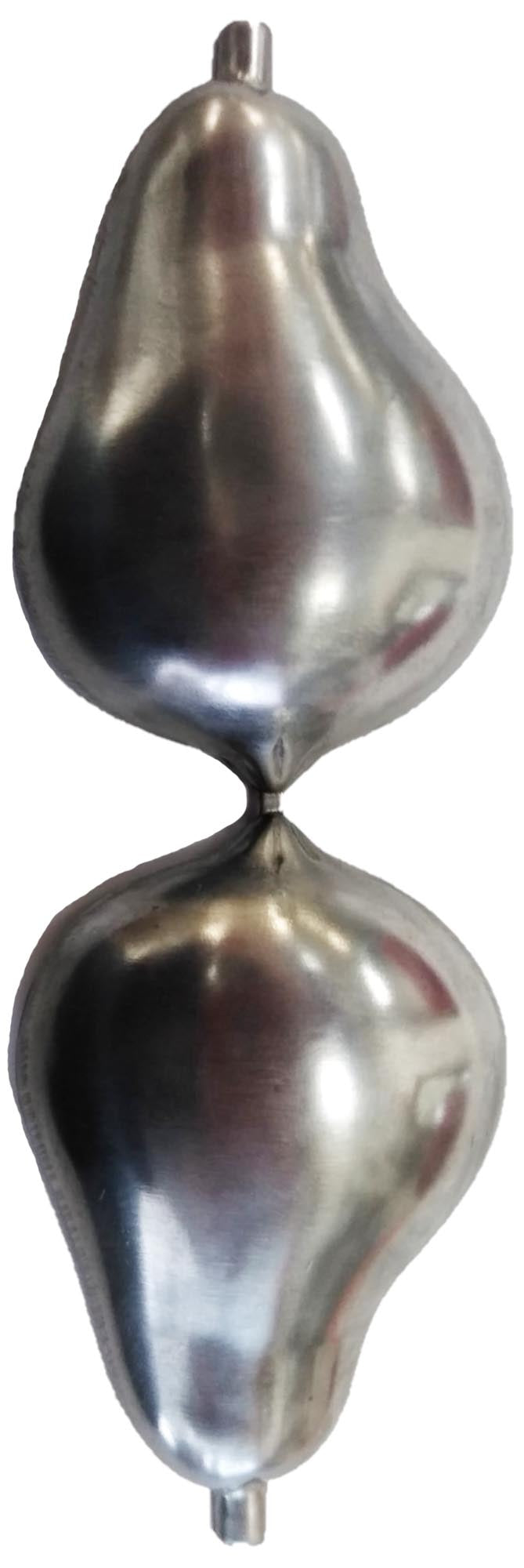 Metal Stamping Pressed Stamped Steel Pear Foldable Three Dimensional .020" Thickness FV18 approx. size unfolded 1 5/8"w x 4 7/8"h, folded together 1 5/8"w x 2 7/16"h