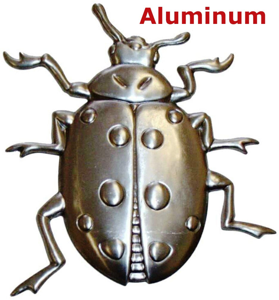 Solid Aluminum Stamping Pressed Stamped Lady Bug Insect .020" Thickness i80 approx. size 3 1/2"w x 4"h.
