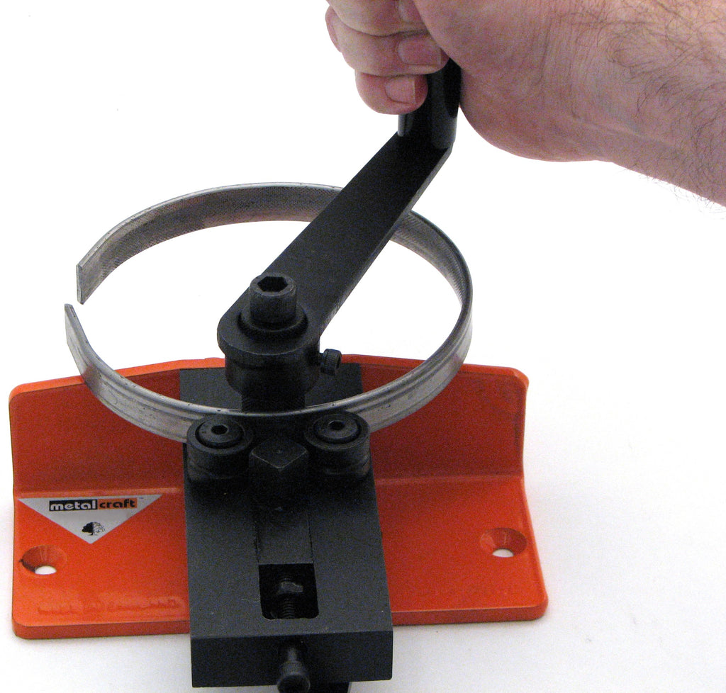 Circle being rolled on the Metalcraft Practical Riveting Bending Rolling Tool