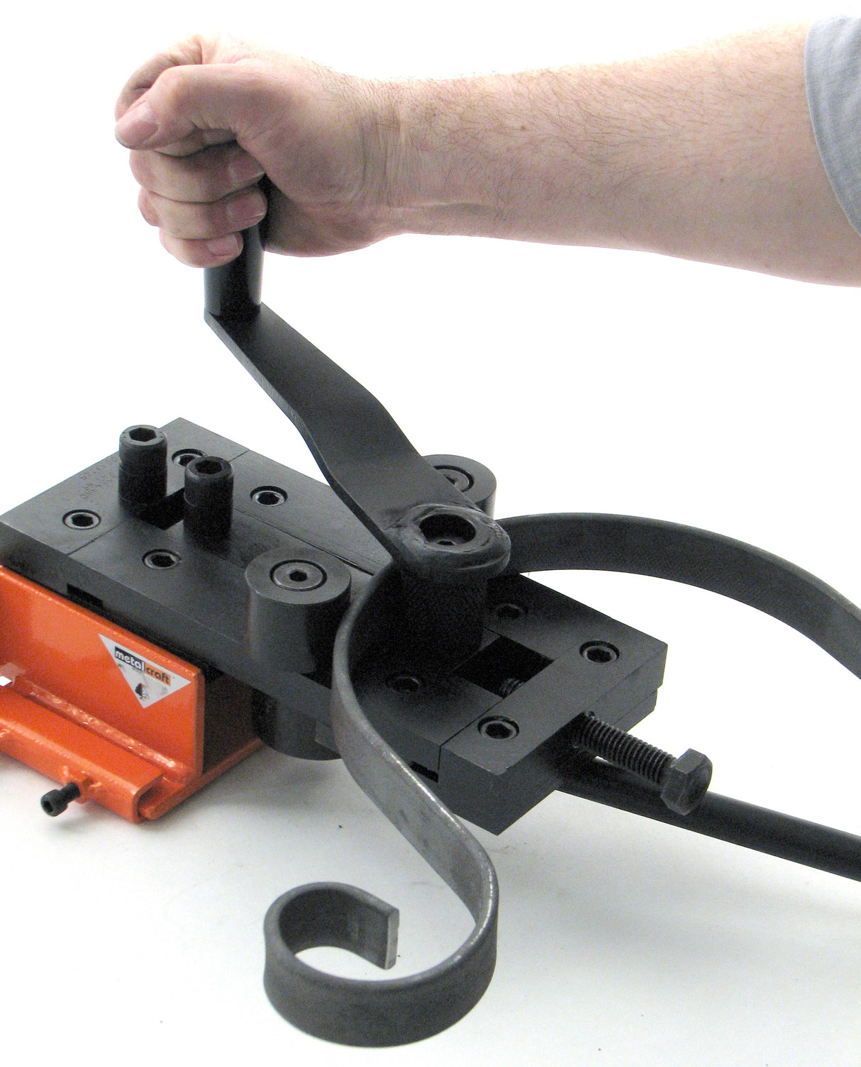 Rolling feature shown here using the Metalcraft Master Riveting Bending Rolling Tool. Curves and circles can be done.