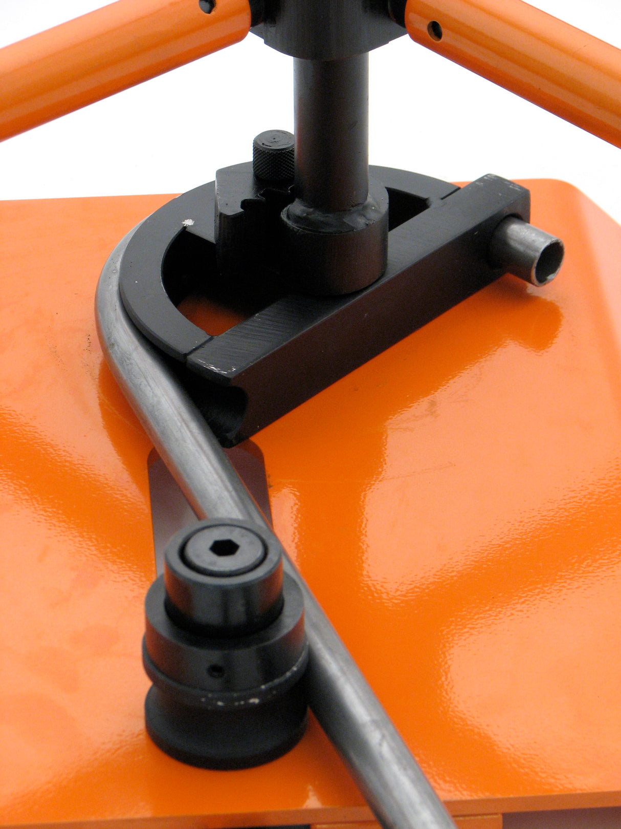 3/4" O.D. tubing being bent on the Metalcraft Scroll Bender MK3/4 Former complete with tubing components