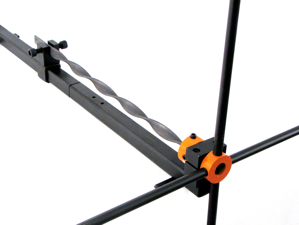 Twisted flat hot rolled mild metal steel strip shown here twisted on Metalcraft Master Twister