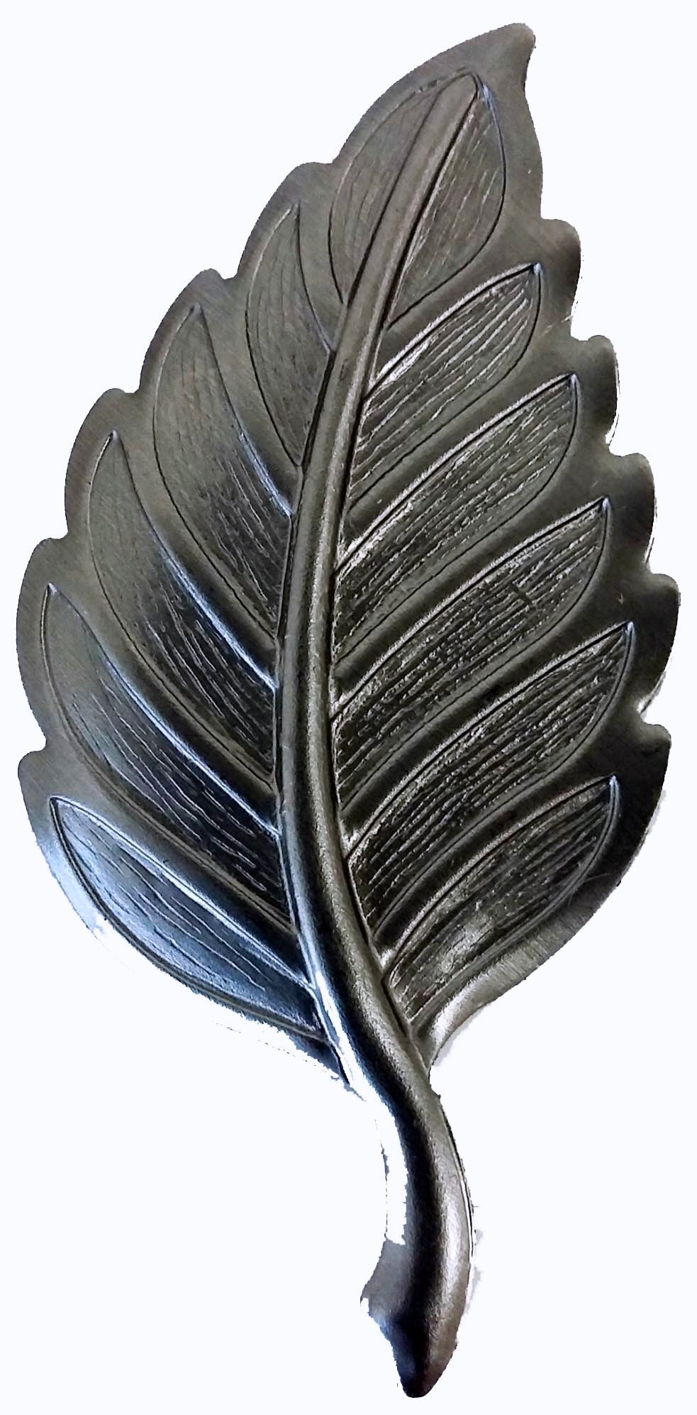 Metal Stamping Pressed Stamped Steel Leaf .020" Thickness L101 approx. size 1 3/8"w x 2 7/8"h.