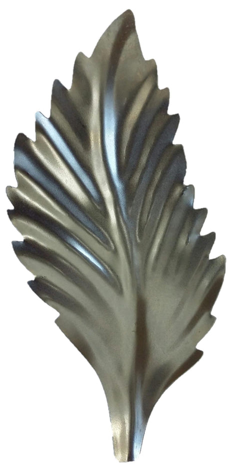 Metal Stamping Pressed Stamped Steel Dapped Pointed Leaf .020" Thickness L133  approx. size 3 1/16"w x 6 1/4"h.