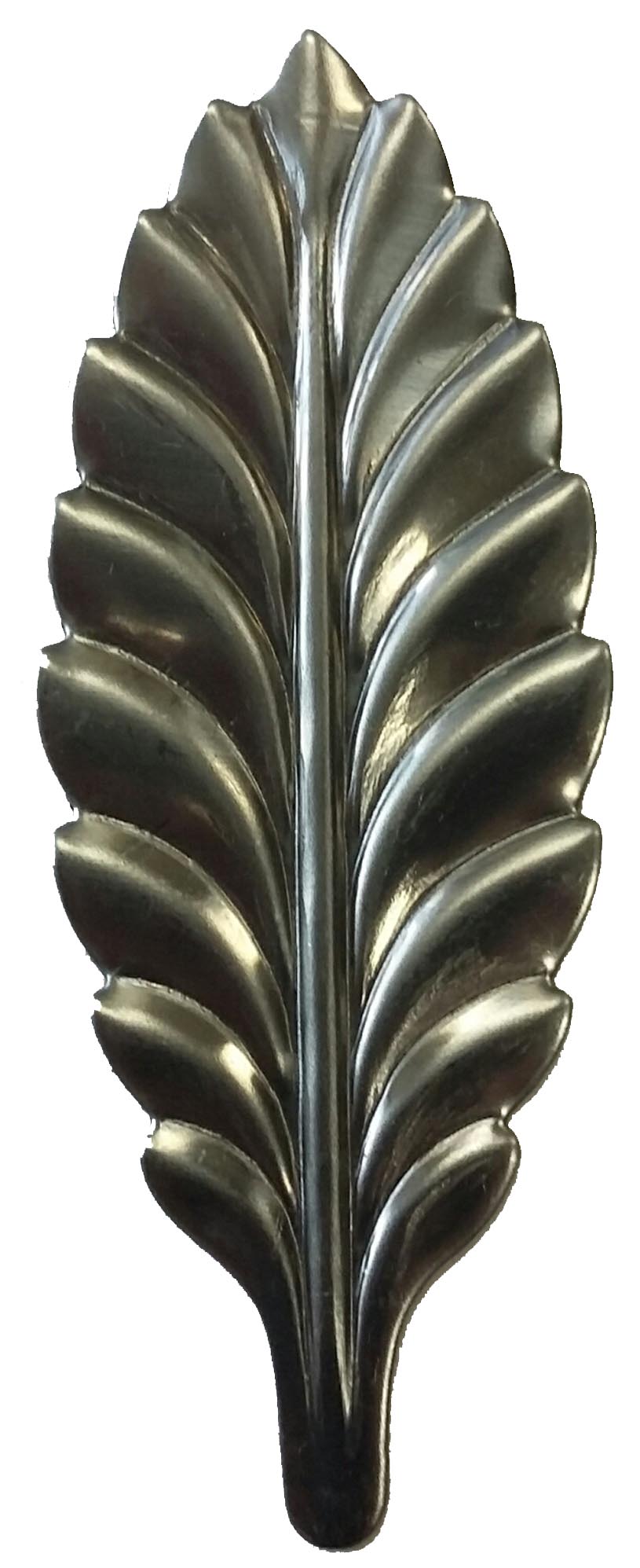 Metal Stamping Pressed Stamped Steel Leaf .020" Thickness L135 approx. size 1"w x 2 1/2"h.