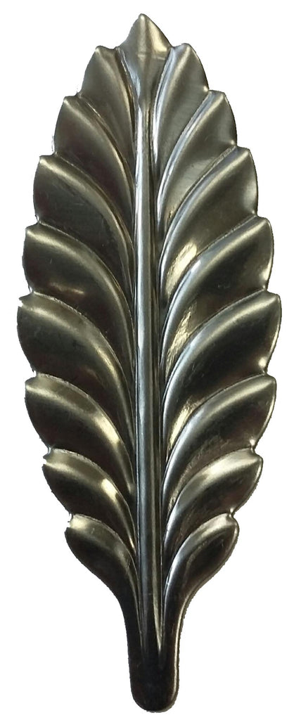 Metal Stamping Pressed Stamped Steel Leaf .020" Thickness L135  approx. size 1"w x 2 1/2"h.