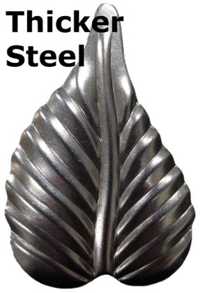 Metal Stamping Pressed Stamped Steel Leaf .062" Thickness L166 approx. size 2 3/8"w x 3 5/8"h.