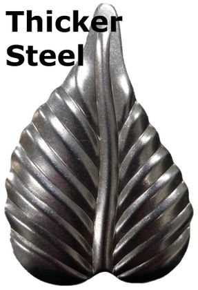 Metal Stamping Pressed Stamped Steel Leaf .062" Thickness L166  approx. size 2 3/8"w x 3 5/8"h.