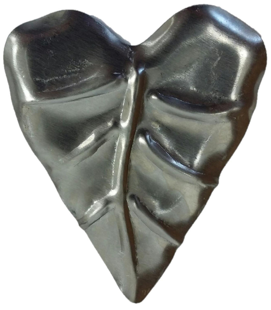 Metal Stamping Pressed Stamped Steel Leaf Heart Shaped .020" Thickness L169  approx. size 2 7/8"w x 2 3/4"h.