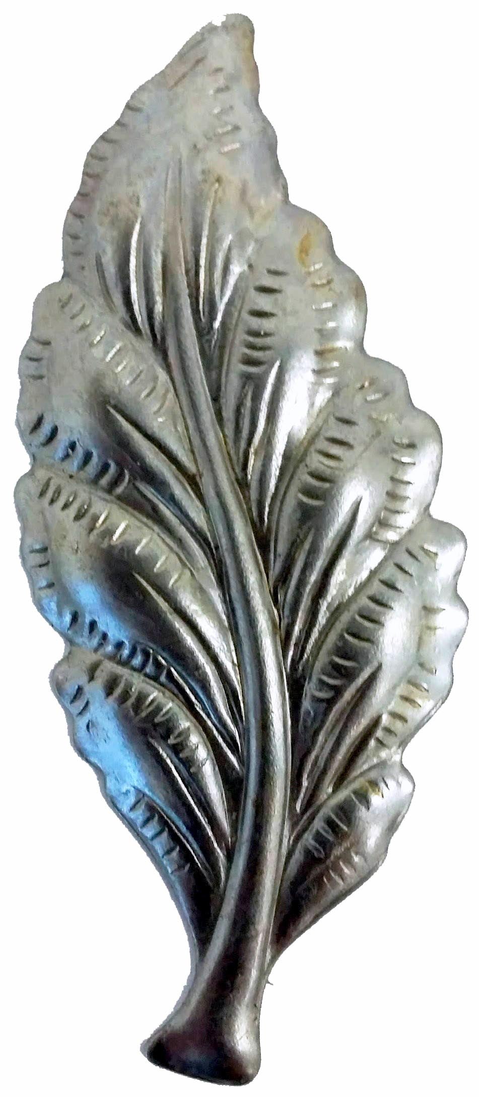 Metal Stamping Pressed Stamped Steel Leaf .020" Thickness L17 approx. size 7/8"w x 2 3/16"h.