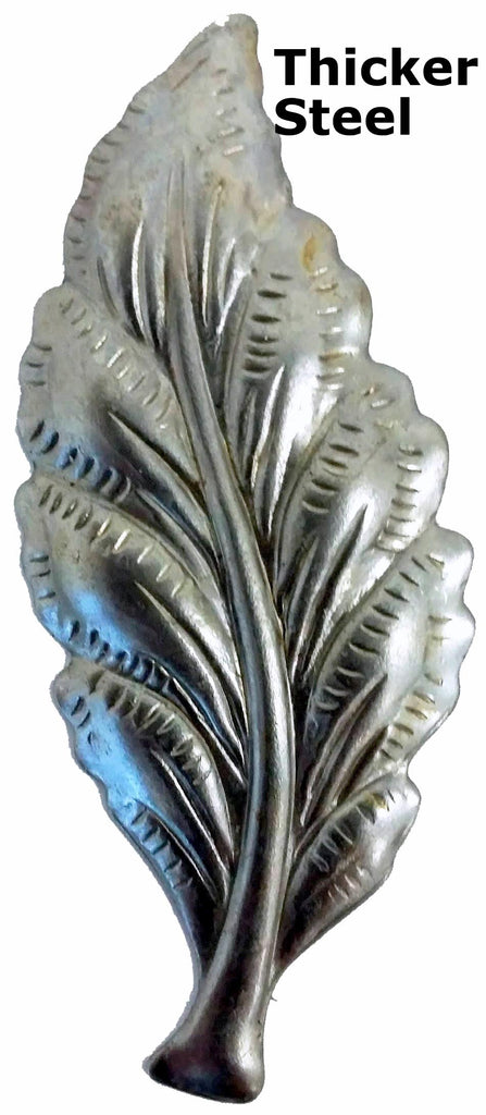Metal Stamping Pressed Stamped Steel Leaf .050" Thickness L17  approx. size 7/8"w x 2 3/16"h.