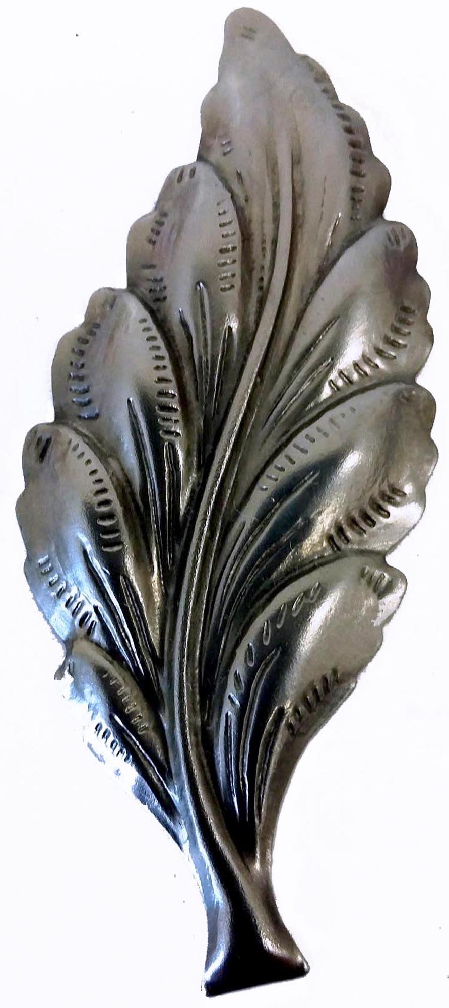 Metal Stamping Pressed Stamped Steel Leaf .020" Thickness L18 approx. size 7/8"w x 2 3/16"h.