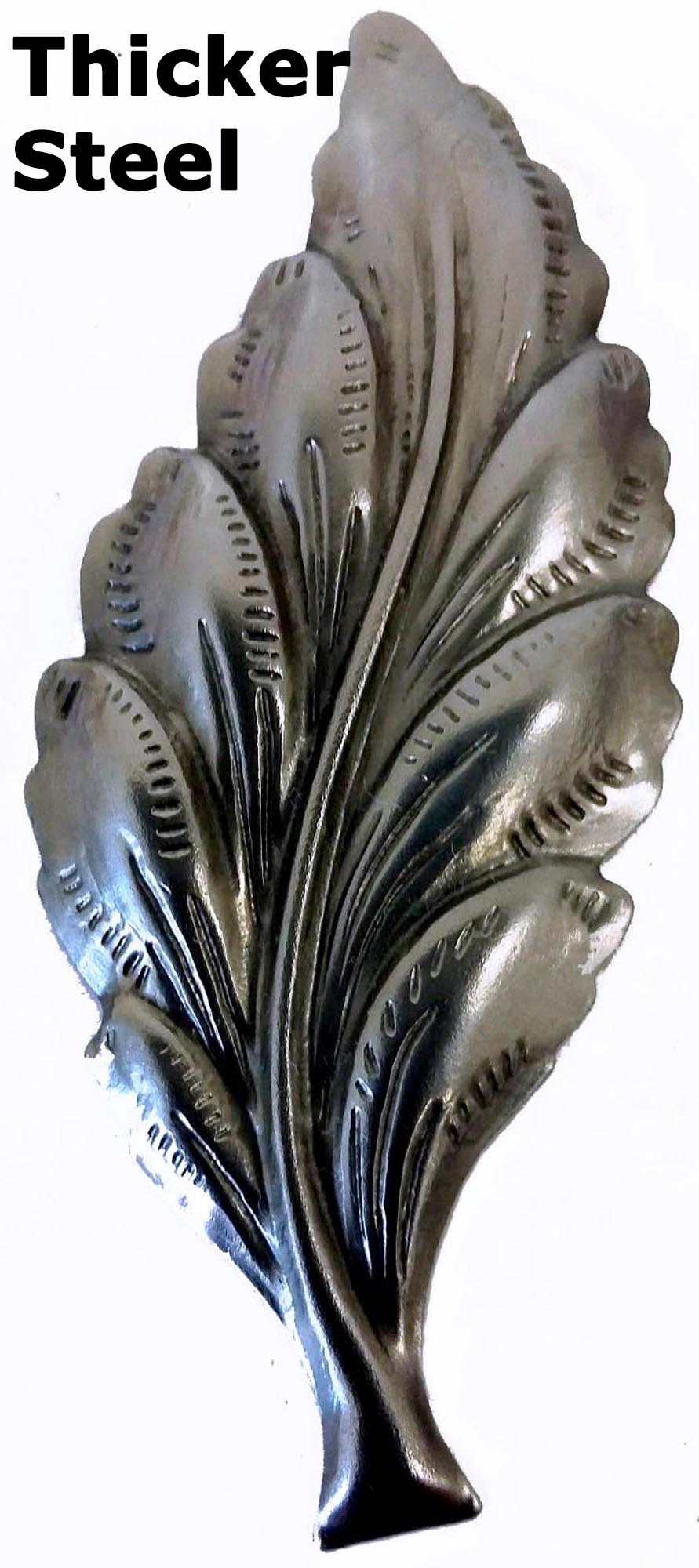 Metal Stamping Pressed Stamped Steel Leaf .062" Thickness L18 approx. size 7/8"w x 2 3/16"h.