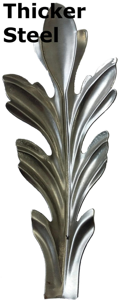 Metal Stamping Pressed Stamped Steel Leaf Acanthus Formed Tip Down .032" Thickness L201  approx. size 2 3/16"w x 5 1/8"h.