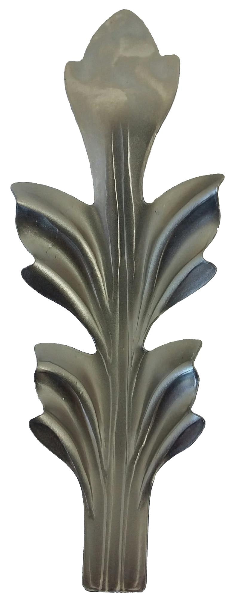 Metal Stamping Pressed Stamped Steel Leaf Acanthus Formed .020" Thickness L207 approx. size 1 7/8"w x 5"h.