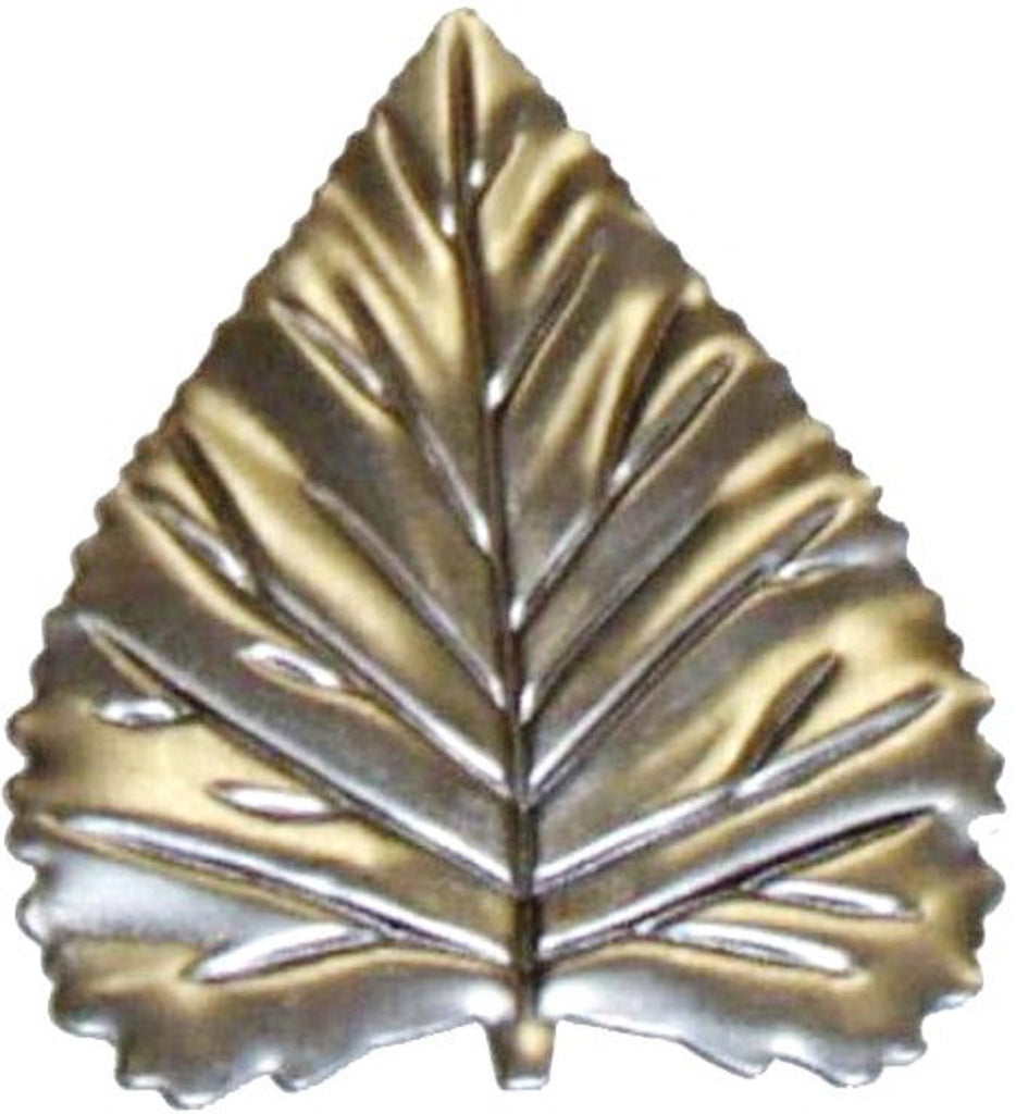 Metal Stamping Pressed Stamped Steel Leaf Aspen Embossed .020" Thickness L20  approx. size 1 3/4"w x 2 1/8"h. 