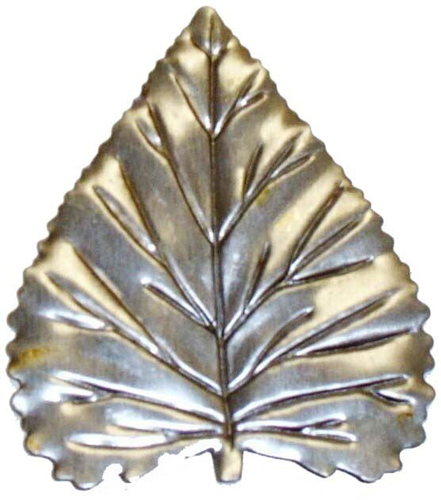Metal Stamping Pressed Stamped Steel Leaf Aspen Embossed .020" Thickness L21  approx. size 2 1/4"w x 2 5/8"h.