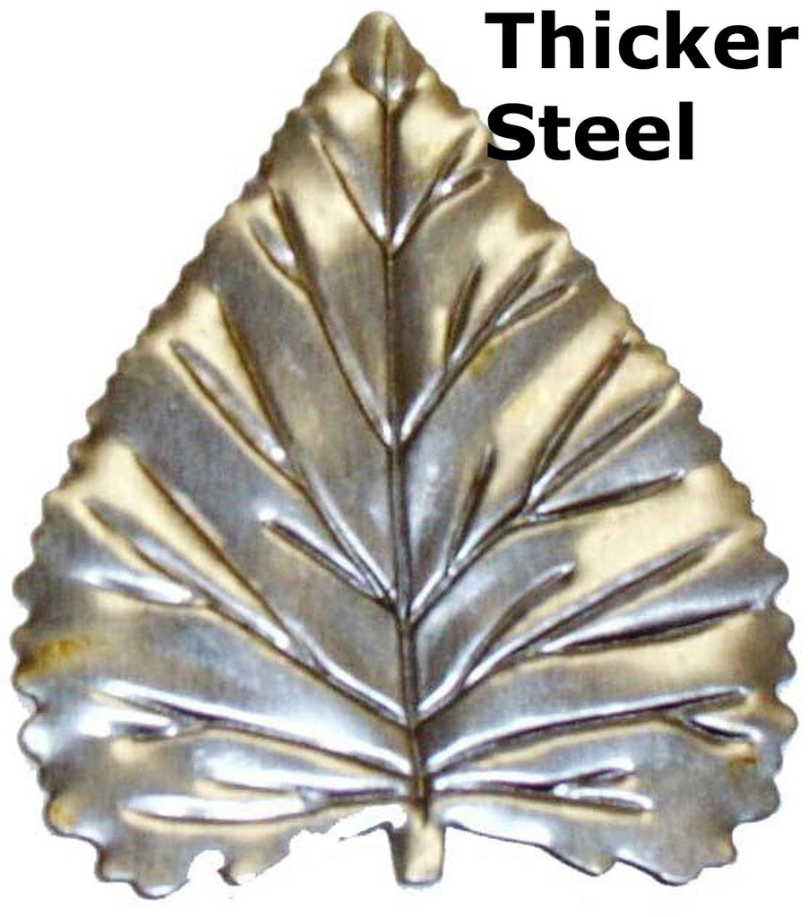 Metal Stamping Pressed Stamped Steel Leaf Aspen Embossed .032" Thickness L21  approx. size 2 1/4"w x 2 5/8"h.