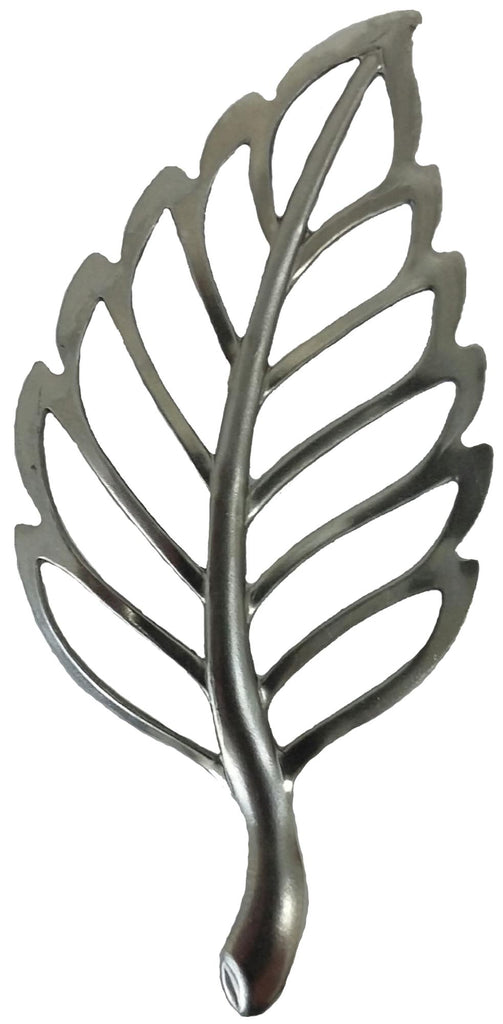 Metal Stamping Pressed Stamped Steel Leaf Pierced .020" Thickness L230  approx. size 1 3/8"w x 2 7/8"h 