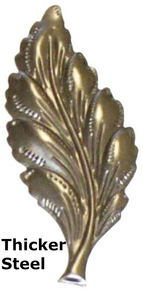 Metal Stamping Pressed Stamped Steel Leaf .050" Thickness L25  approx. size 1 1/4"w x 3"h.