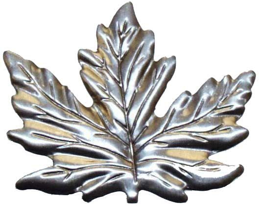 Metal Stamping Pressed Stamped Steel Leaf Maple .020" Thickness L41 approx. size 3 1/4"w x 2 5/8"h.