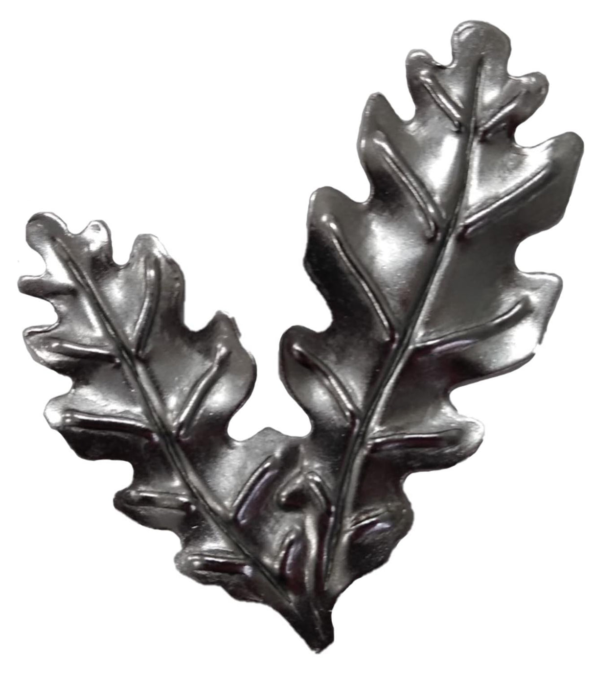 Metal Stamping Pressed Stamped Steel Leaf Oak Double .048" Thickness L4 approx. size 2 1/2"w x 2 1/2"h.